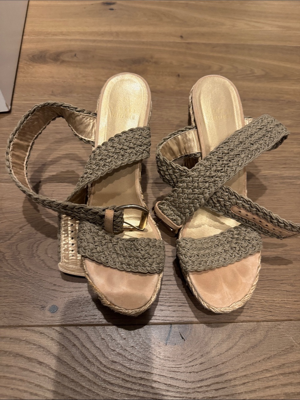Stuart Weitzman Braided Espadrille Sandals in Taupe